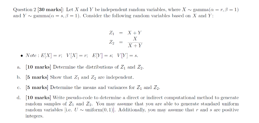 Solved Question 2 30 marks: Let X and Y be independent | Chegg.com