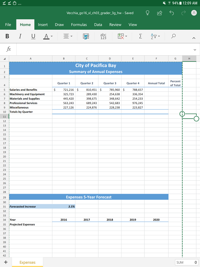 Solved GO16 XL CH03 GRADER 3G HW Expenses 1.2 Chegg