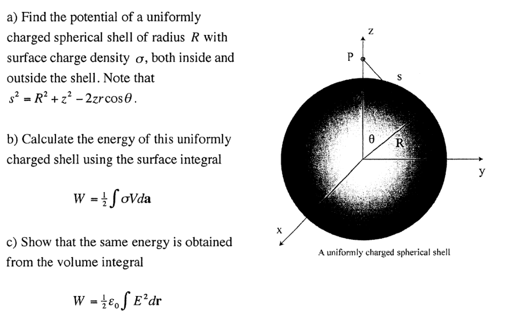 Solved A) Find The Potential Of A Uniformly Charged | Chegg.com