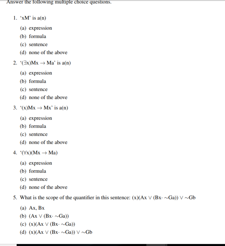 Solved Answer the following multiple choice questions 1. | Chegg.com