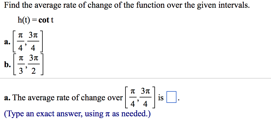 how to find the average rate of change on given intervals