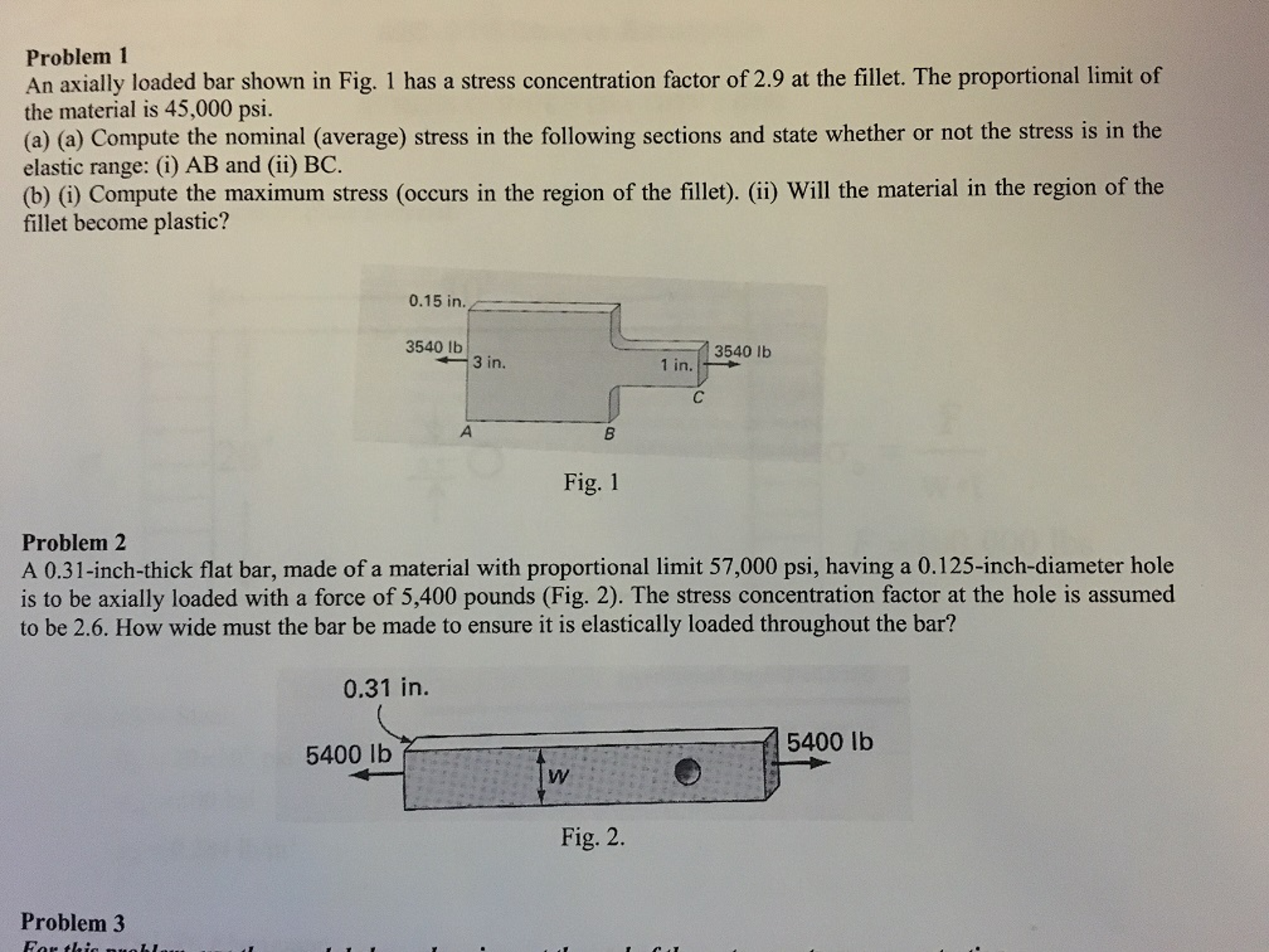 Solved An axially loaded bar shown in Fig. 1 has a stress | Chegg.com