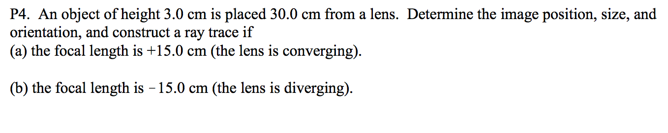 Solved An object of height 3.0 cm is placed 30.0 cm from a | Chegg.com