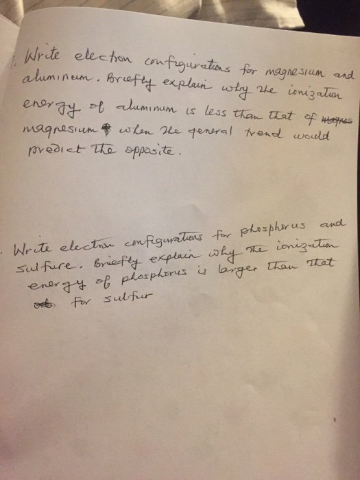 Solved Write electron configuration for magnesium and