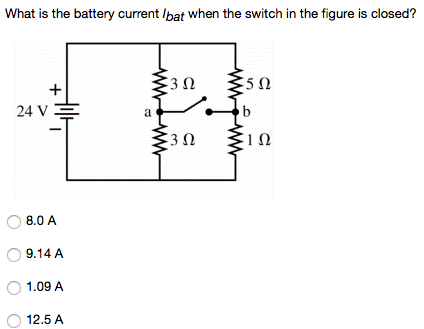 Solved What Is The Battery Current I_bat When The Switch In | Chegg.com