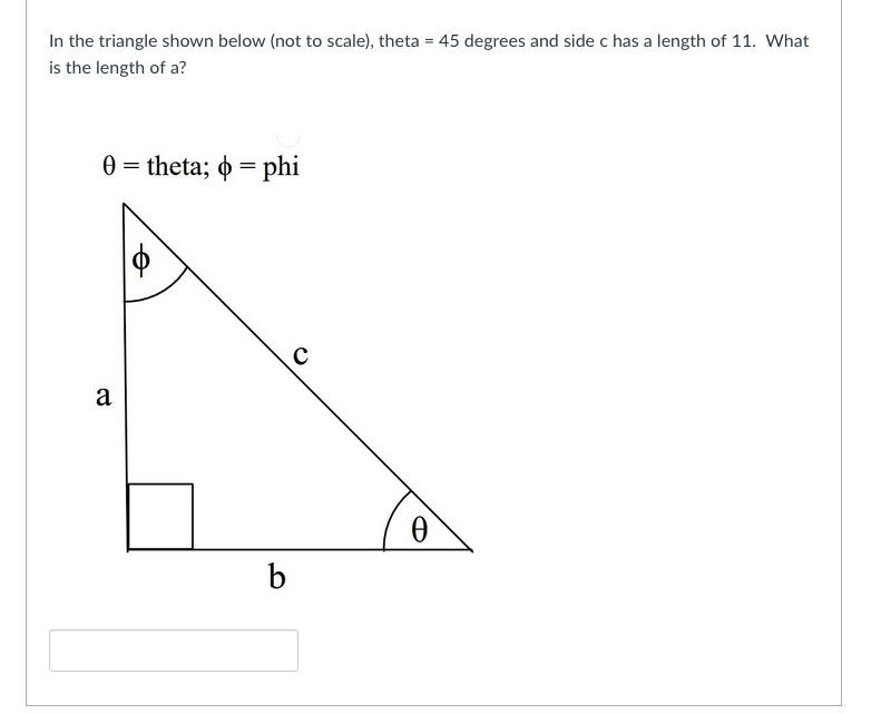 Solved In the triangle shown below (not to scale), theta = | Chegg.com