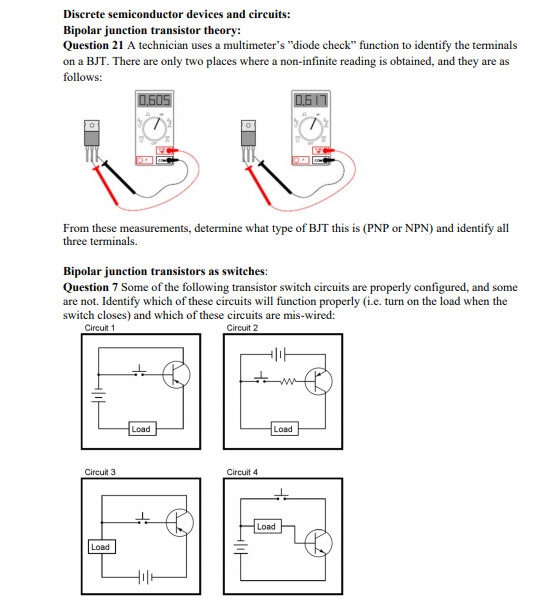 Solved Discrete semiconductor devices and circuits Bipolar