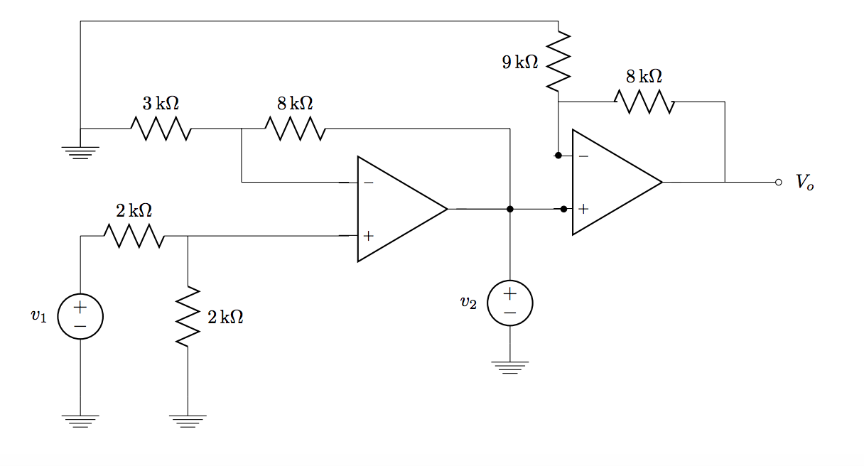 Solved Find an expression for Vo in terms of v1 only. v2 | Chegg.com