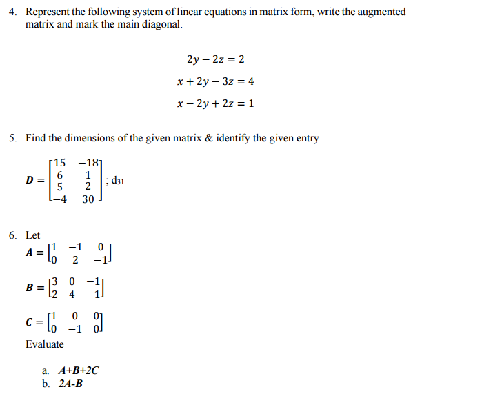 Solved 4. Represent the following system of linear equations | Chegg.com