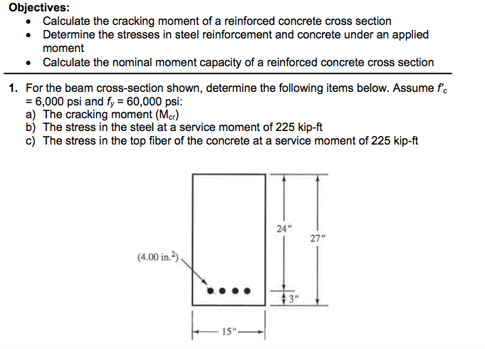 Solved Objectives: Calculate The Cracking Moment Of A | Chegg.com