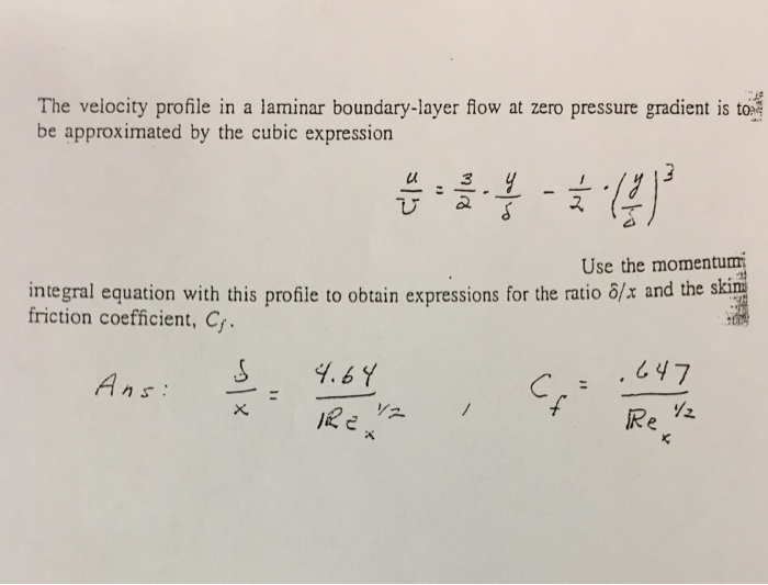 Solved The velocity profile in a laminar boundary-layer flow | Chegg.com