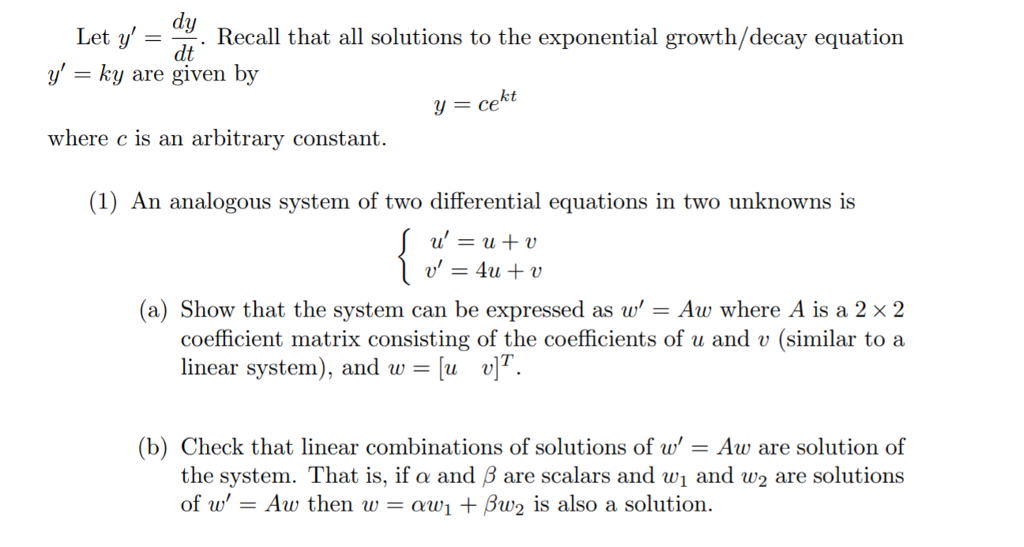 Solved Dy Dt Recall That All Solutions To The Exponential Chegg