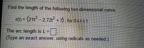 Solved Find the length of the following two-dimensional | Chegg.com
