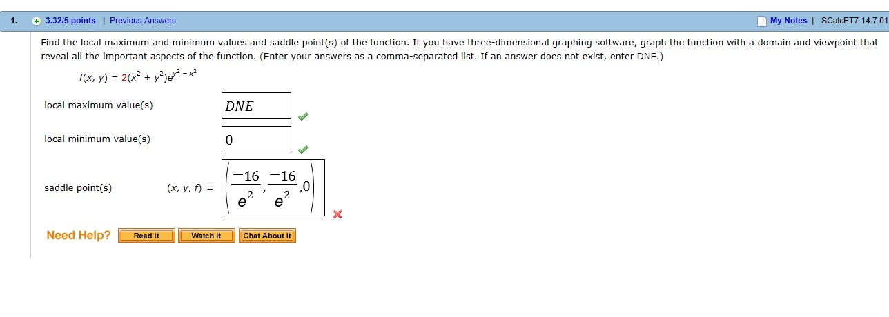 Solved Find The Local Maximum And Minimum Values And Saddle