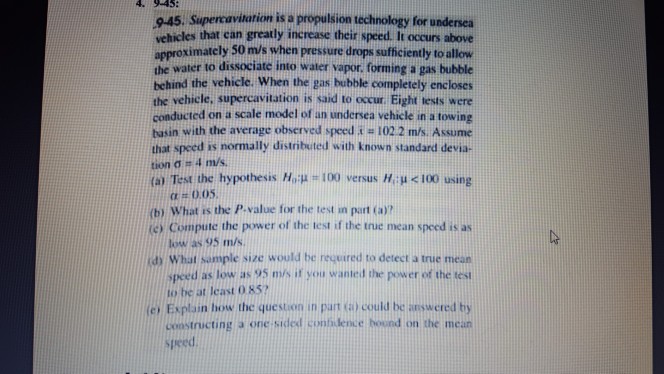 Solved 9 45 Supercavitarion Is A Propulsion Technology For Chegg