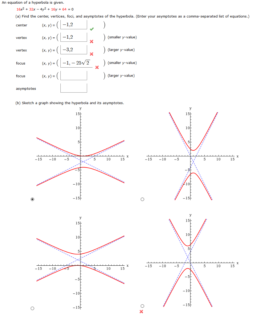 eccentricity of hyperbola x 2 16 y 2 64 1