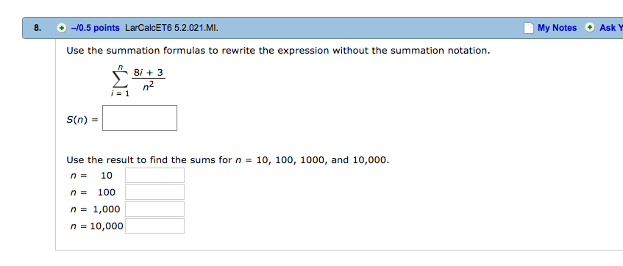 Summation Notation Mathway