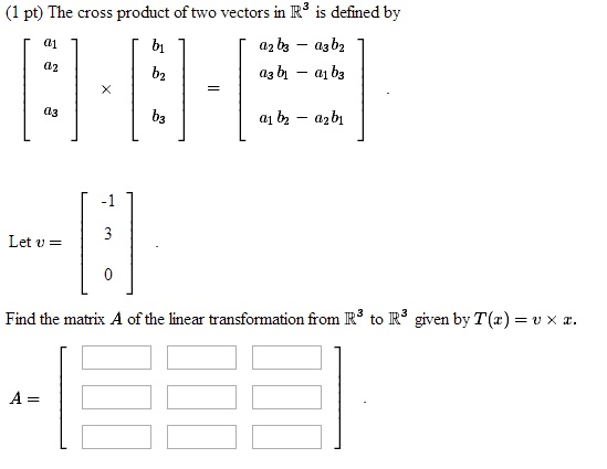 the-cross-product-of-two-vectors-in-r3-is-defined-by-chegg