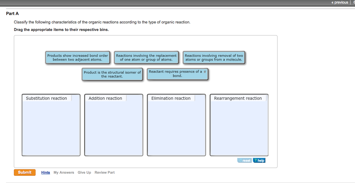 Solved Classify the following characteristics of the organic