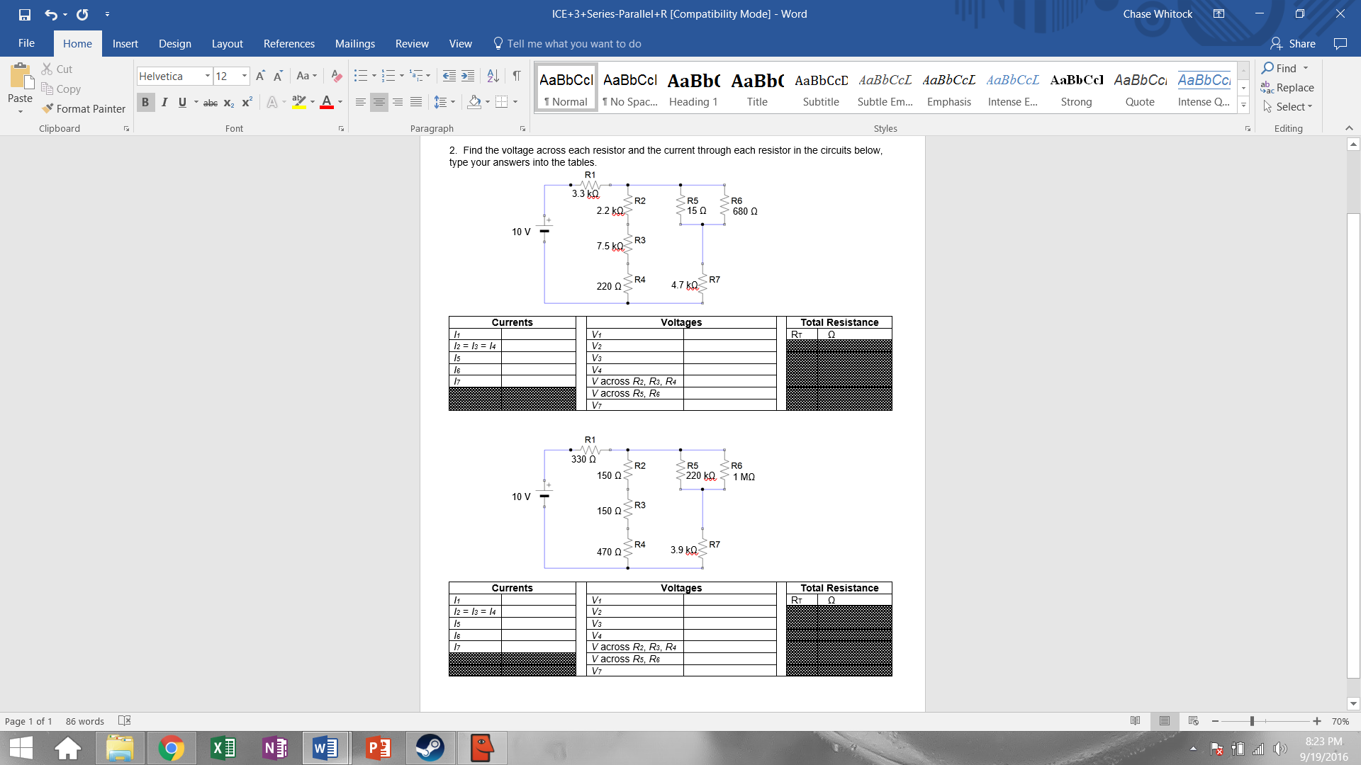Solved Find the voltage across each resistor and the current | Chegg.com