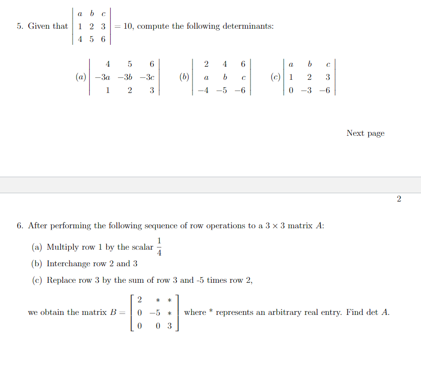 Solved 0 5. Given that 1 2 310, compute the following | Chegg.com