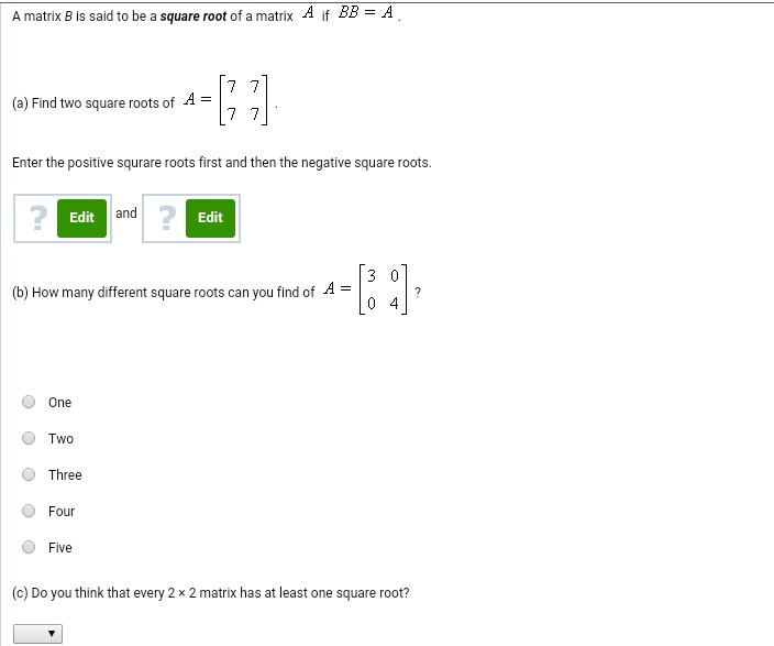 square roots of a matrix