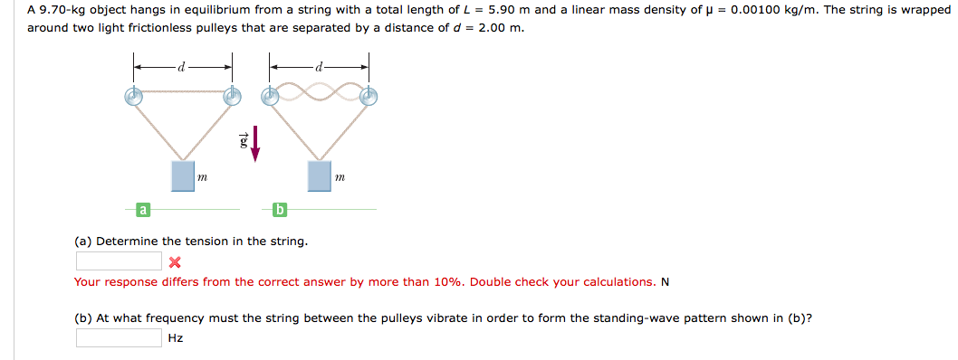 solved-a-9-70-kg-object-hangs-in-equilibrium-from-a-string-chegg