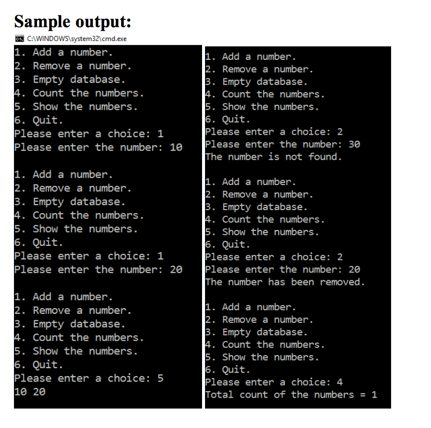 Solved Question: Design the following menu-driven | Chegg.com