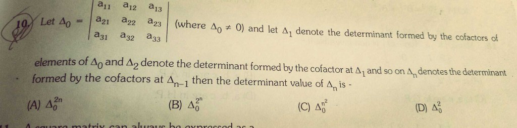 Solved Let Delta_0 = |a_11 a_21 a_31 a_12 a_22 a_32 a_13 | Chegg.com
