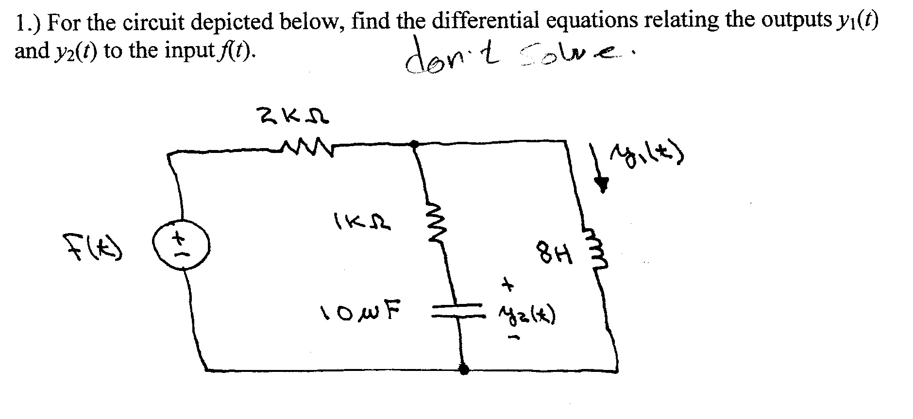 Solved For the circuit depicted below, find the differential | Chegg.com