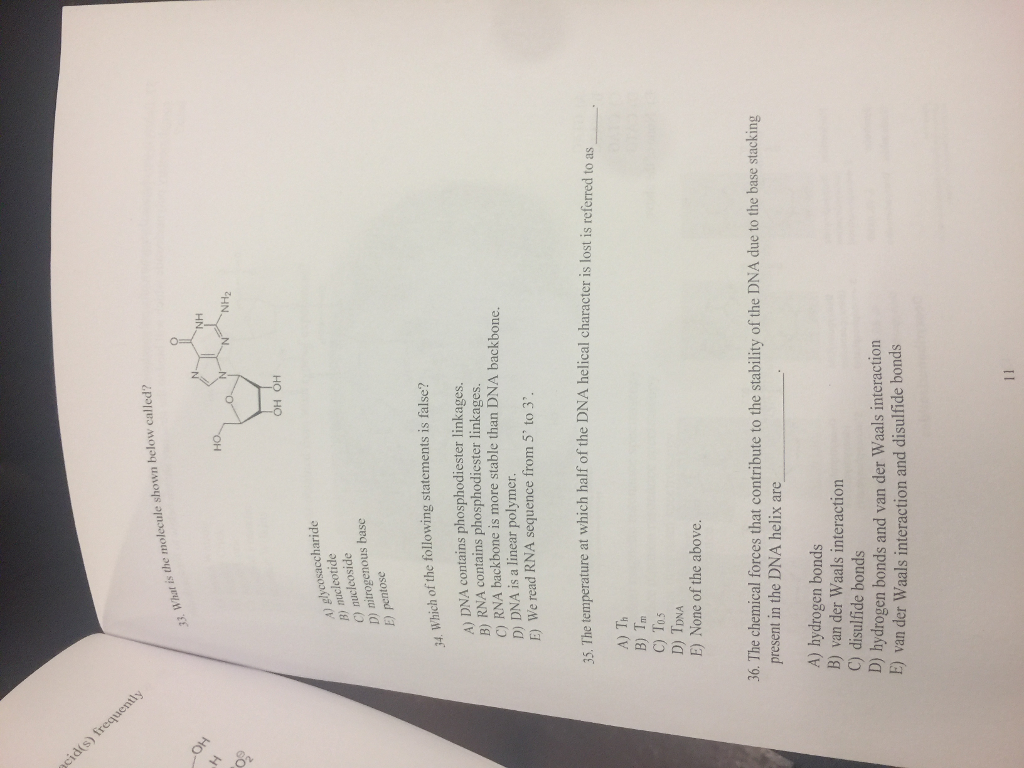 Solved What is the molecule shown below called? A) | Chegg.com