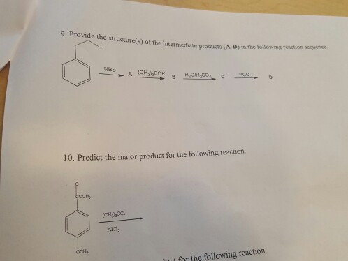 Solved Provide the structure(s) of the intermediate products | Chegg.com