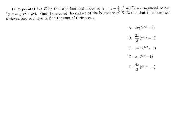Solved Let E be the solid bounded above by z = 1 - (x^2 + | Chegg.com