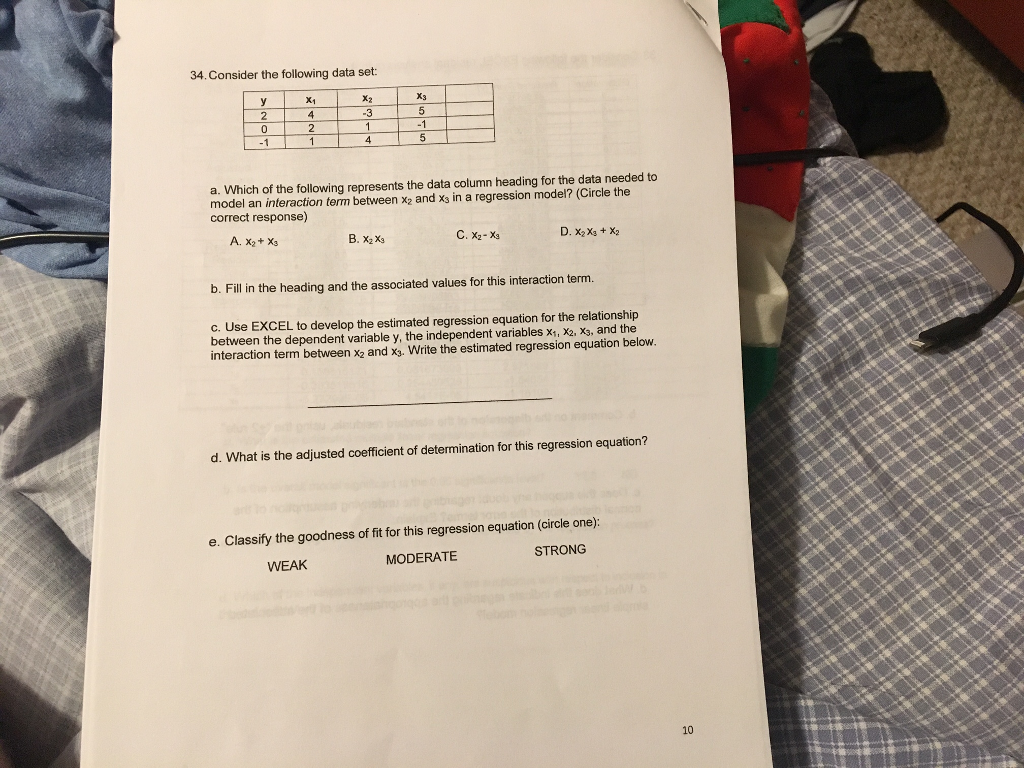 Solved Consider The Following Data Set: A. Which Of The | Chegg.com