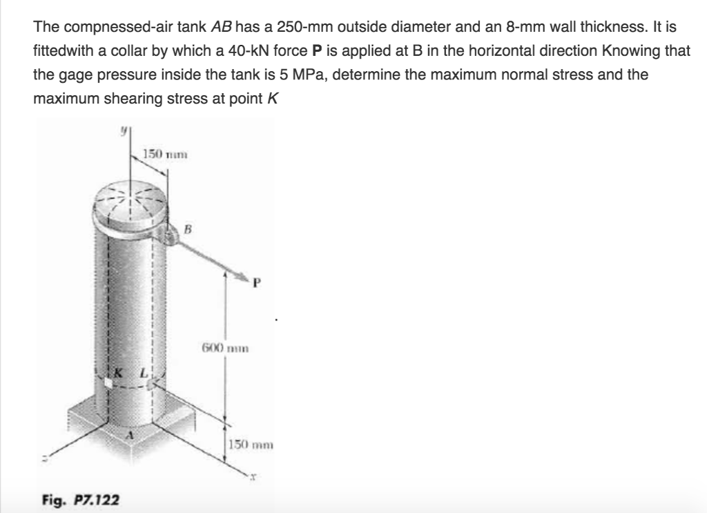Solved The compressedair tank AB has a 250mm outside