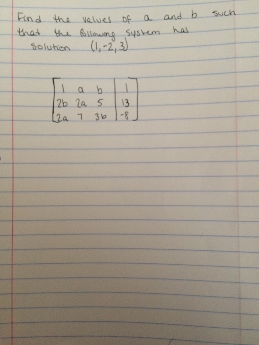 Solved Find the value of a and b such that the following | Chegg.com