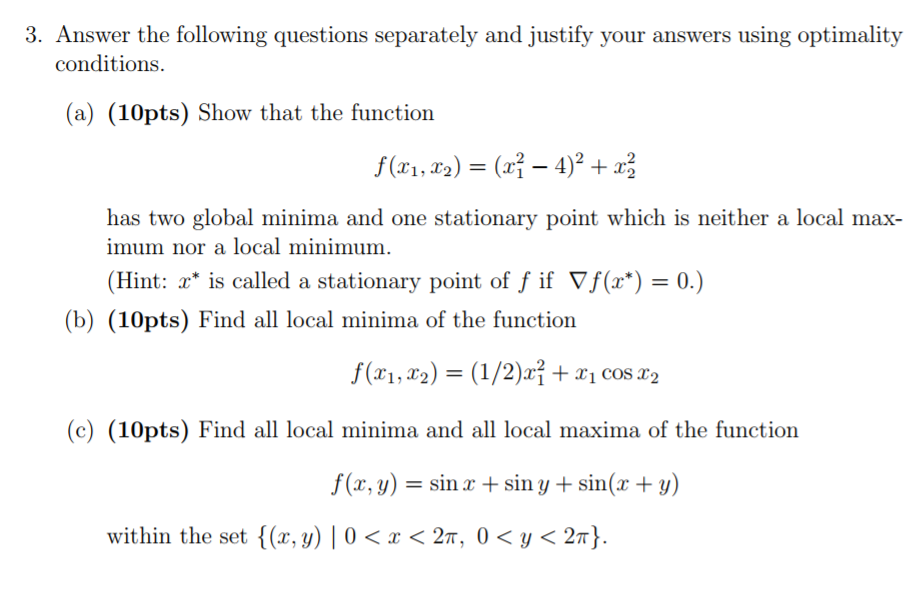 Solved 3. Answer the following questions separately and | Chegg.com