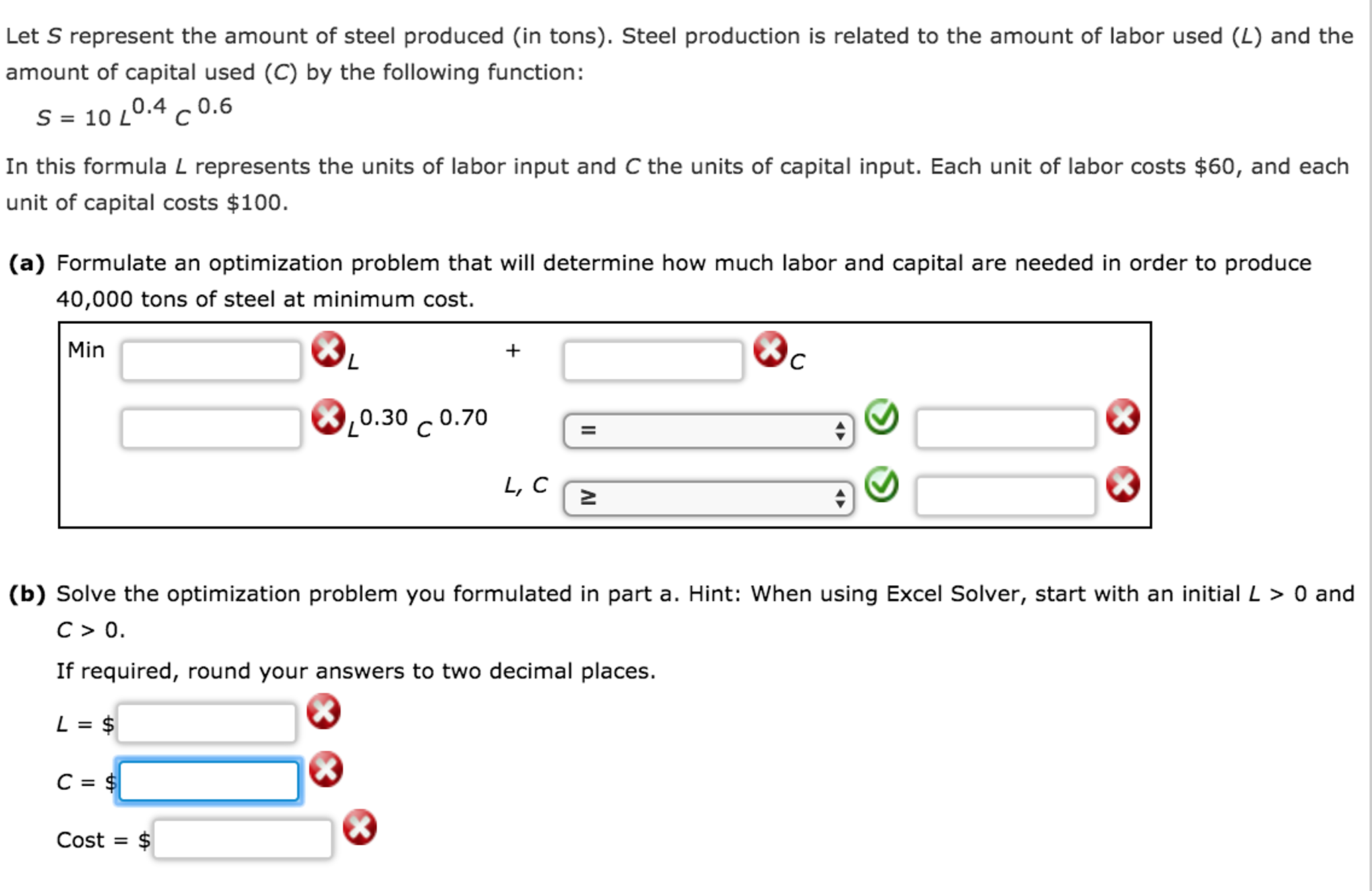 Solved Let S Represent The Amount Of Steel Produced (in | Chegg.com