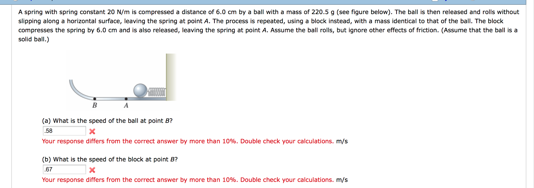 Solved A spring with spring constant 20 N/m is compressed a