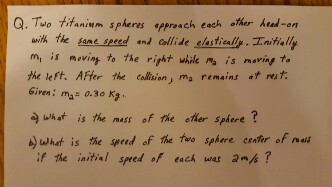 Solved Two Titanium Spheres Approach Each Other Head-on With | Chegg.com