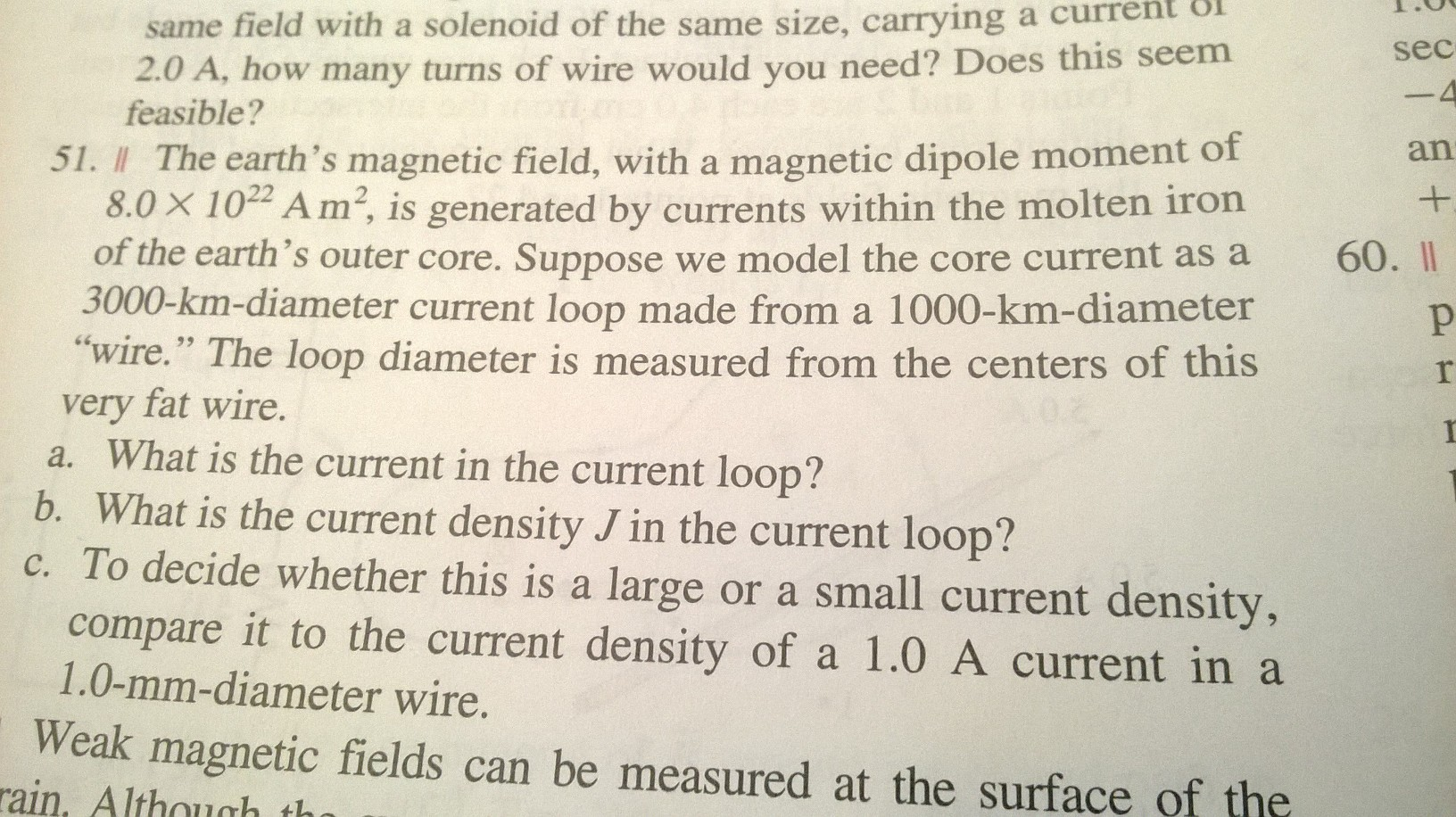 Solved II The earth's magnetic field, with a magnetic dipole | Chegg.com