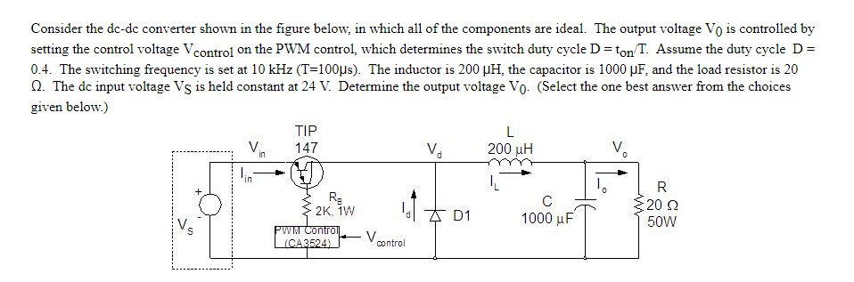 Solved Consider The Dc-dc Converter Shown In The Figure | Chegg.com