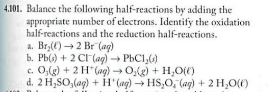 Solved Balance the following half-reactions by adding the | Chegg.com