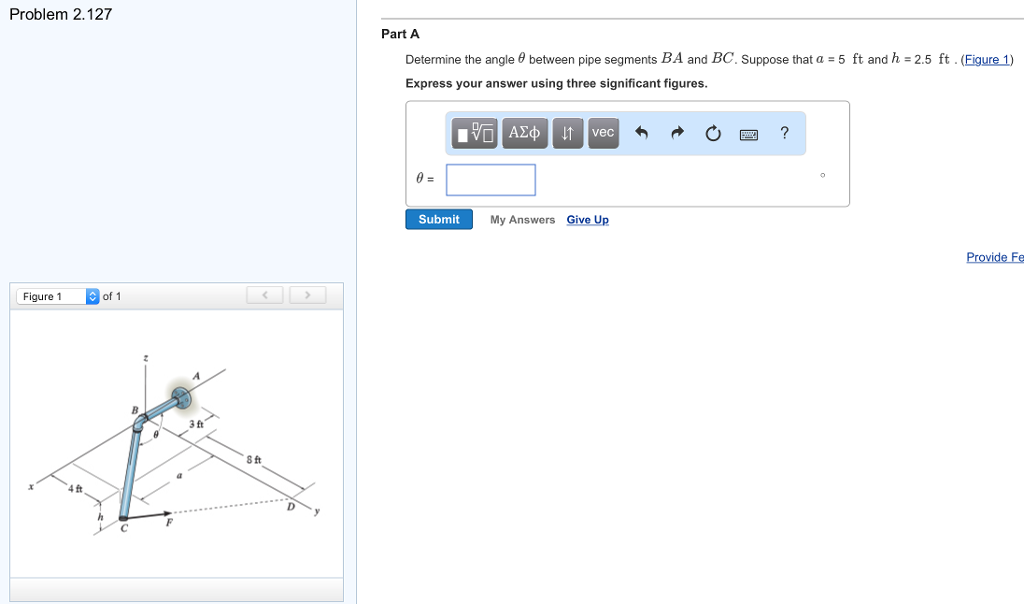 Solved Determine the angle theta between pipe segments BA | Chegg.com