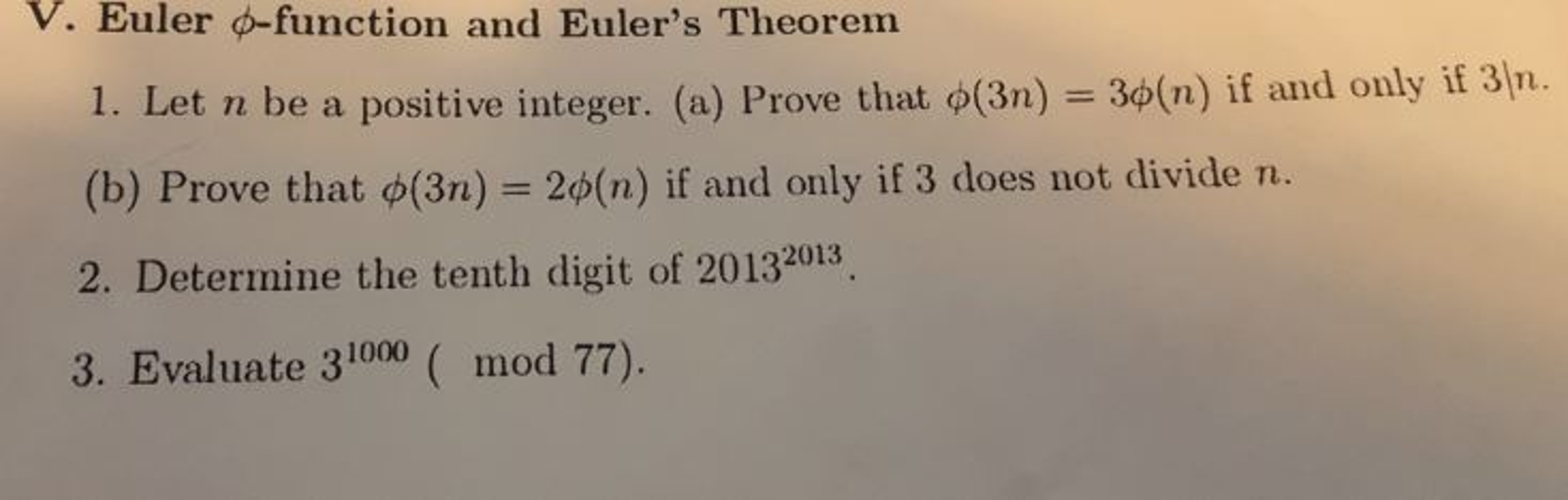 Solved Euler Phi-function And Euler's Theorem Let N Be A | Chegg.com