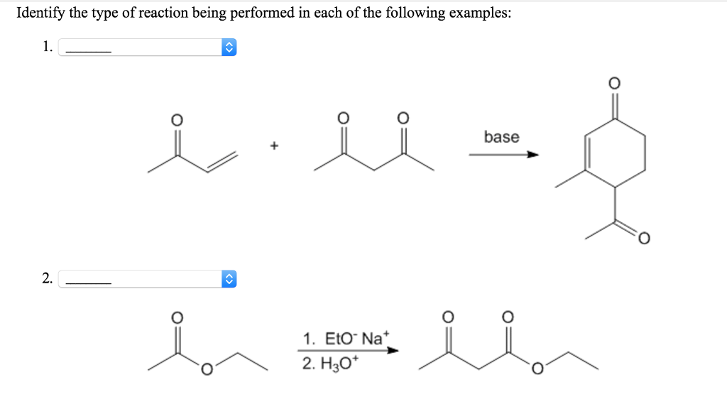 Solved Identify the type of reaction being performed in each | Chegg.com
