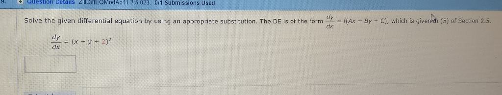 Solved Solve the given differential equation by using an | Chegg.com