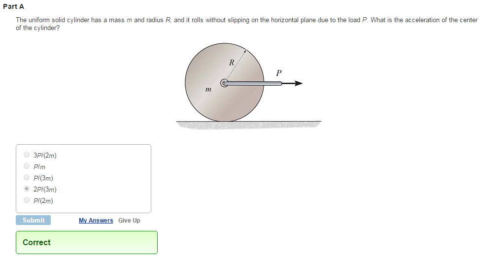 Solved The uniform solid cylinder has a mass m and radius R.