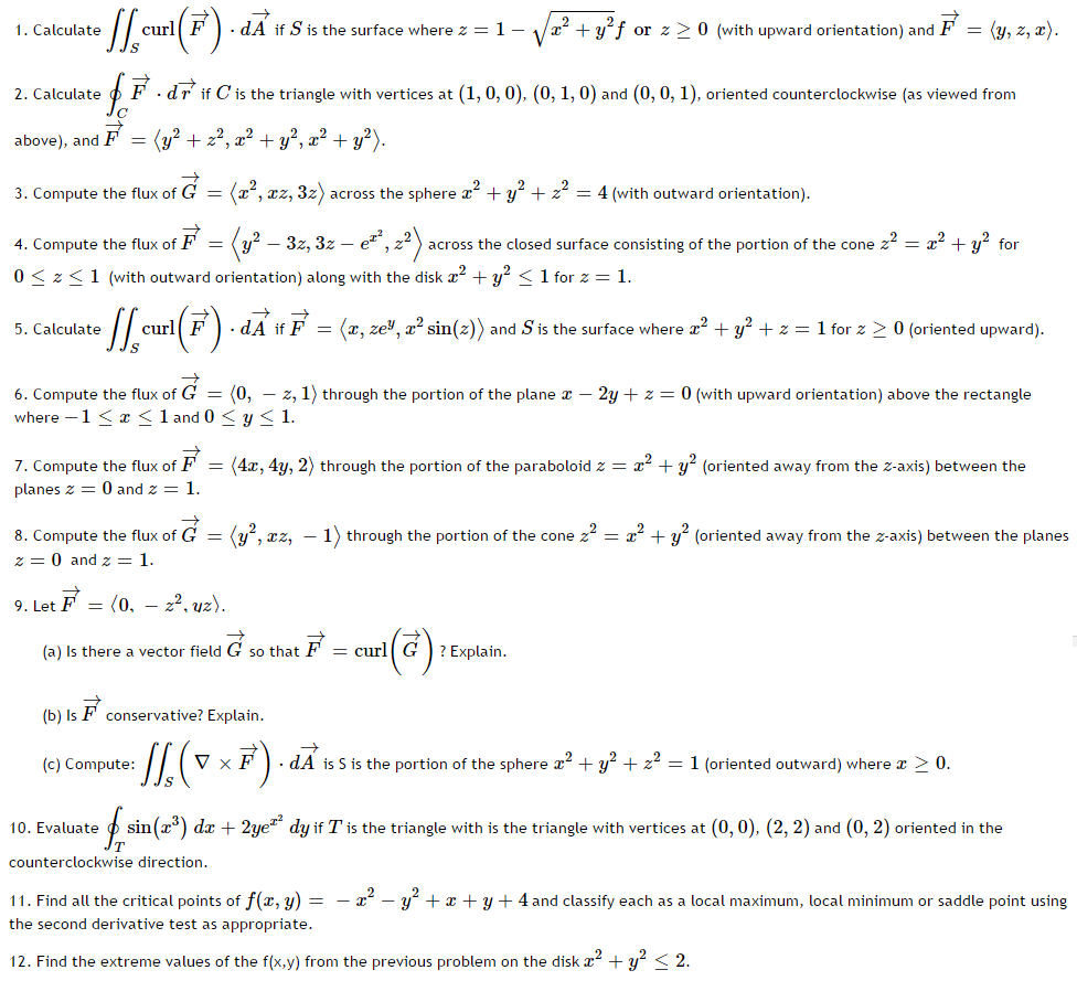 Solved MULTIVARAIBLE CALCULUS 1. Calculate | Chegg.com