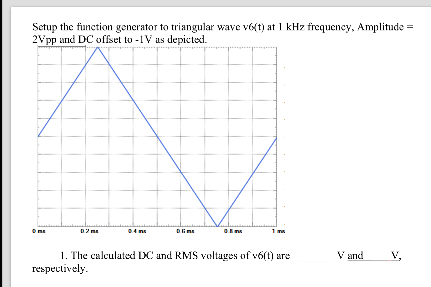 Solved Setup the function generator to triangular wave v6(t) | Chegg.com